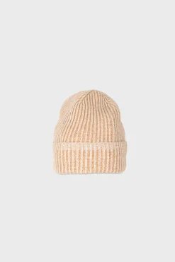 Plated Rib Beanie - Stone Ecru