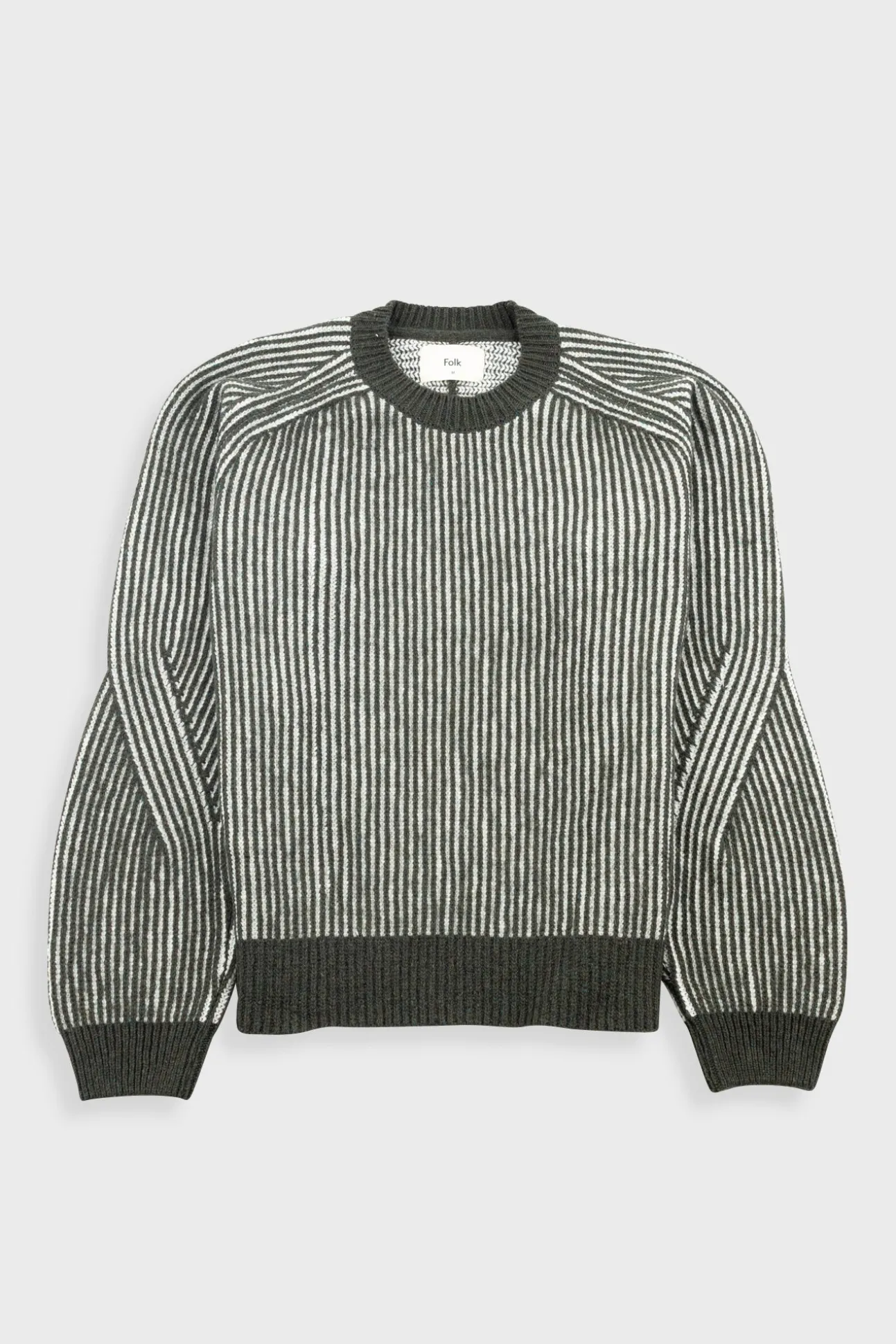 Plated Rib Crew - Olive / Ecru