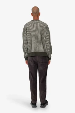 Plated Rib Crew - Olive / Ecru