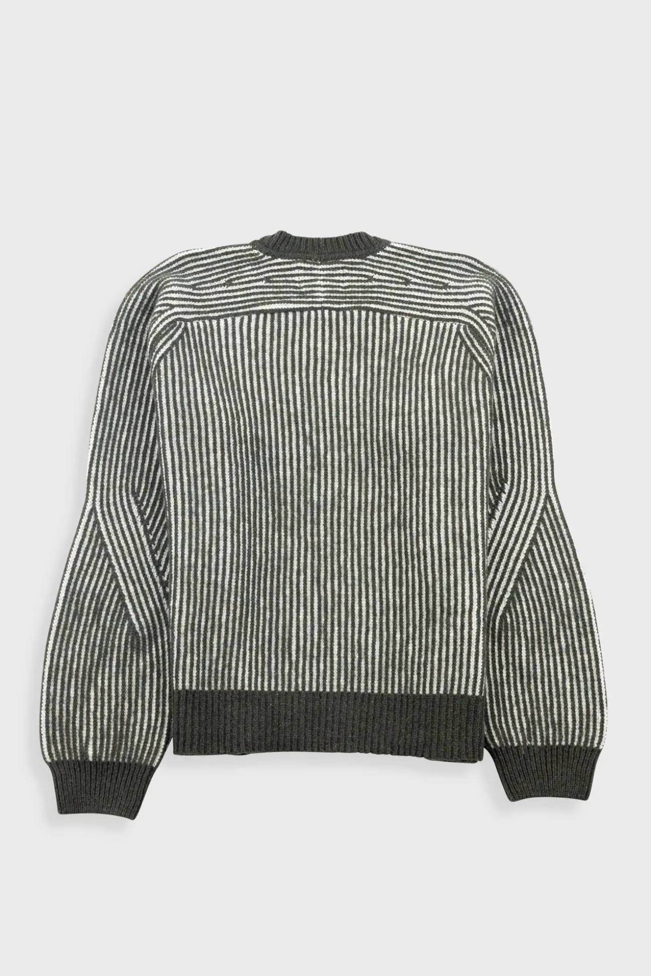 Plated Rib Crew - Olive / Ecru