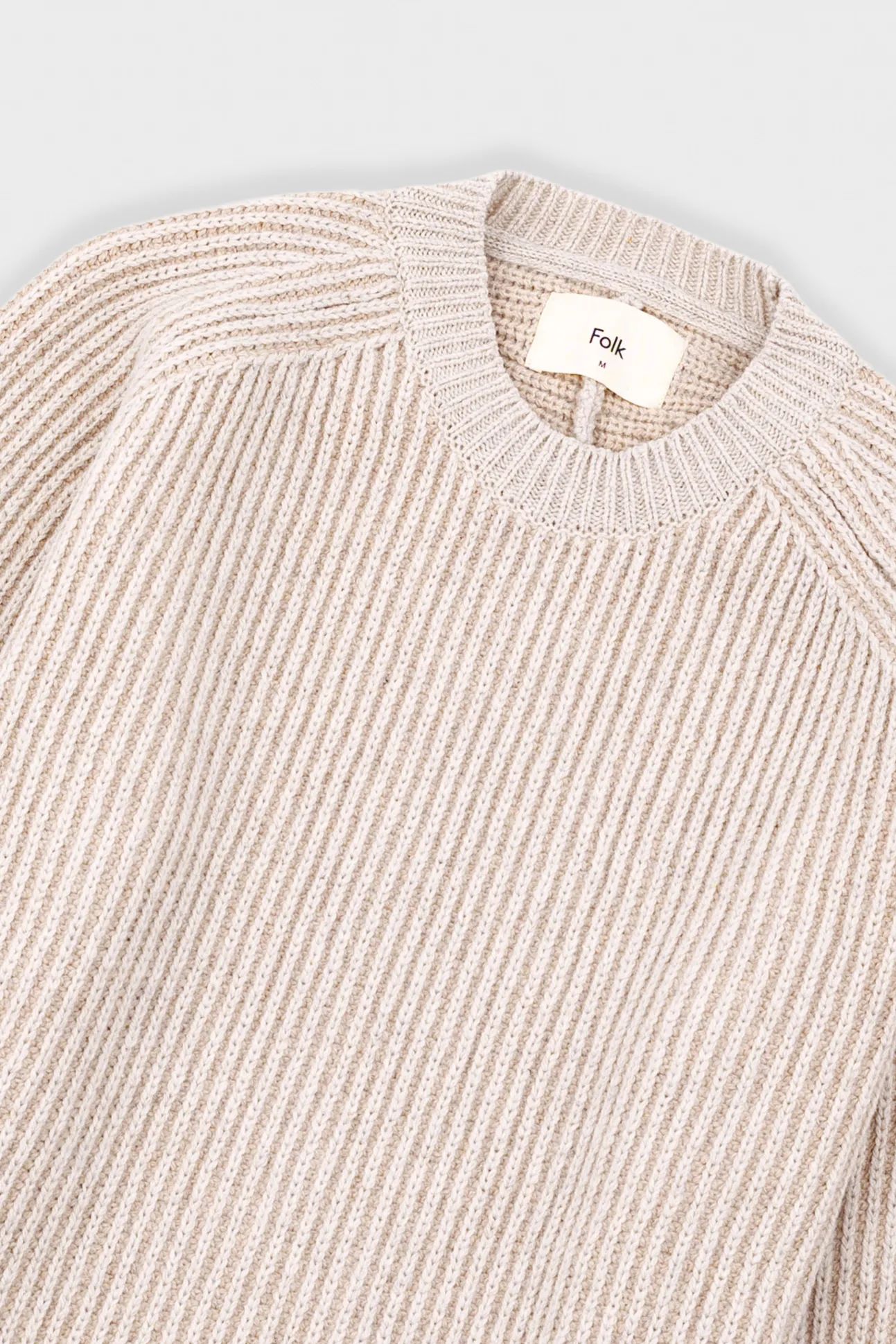 Plated Rib Crew - Stone / Ecru