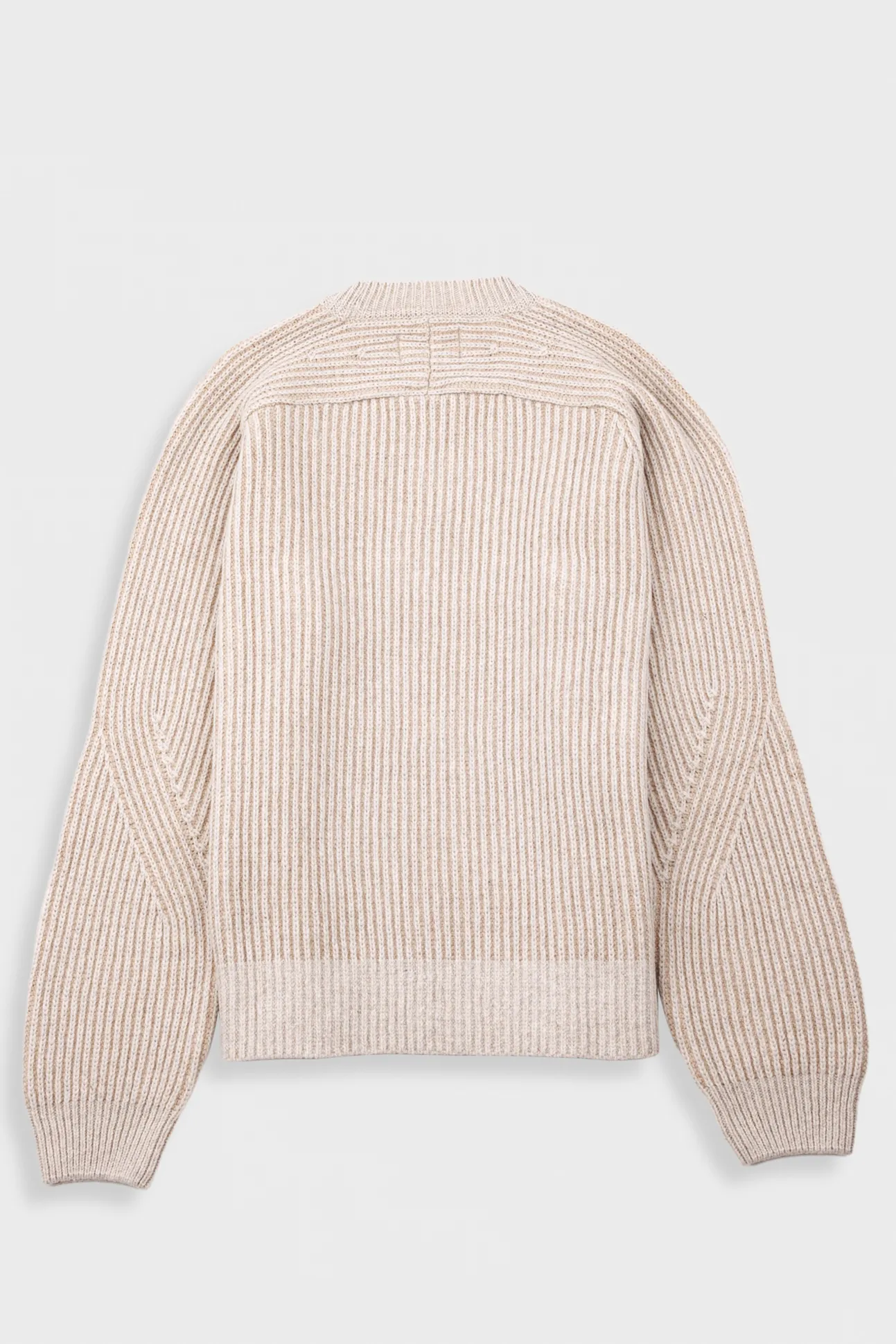 Plated Rib Crew - Stone / Ecru