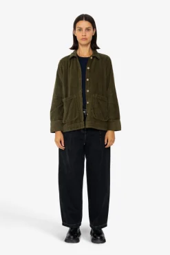 Pleated Shirt - Olive Cord
