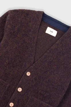 Pocket Cardigan - Navy Espresso Brushed Wool