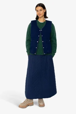 Quilted Gilet - Indigo Denim Herringbone