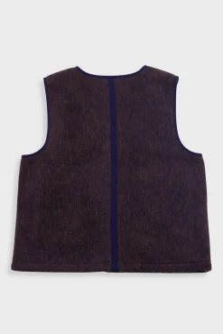 Quilted Gilet - Navy Espresso Brushed Wool