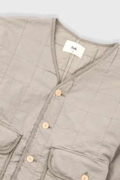 Quilted Liner Jacket - Smoke Grey Seersucker
