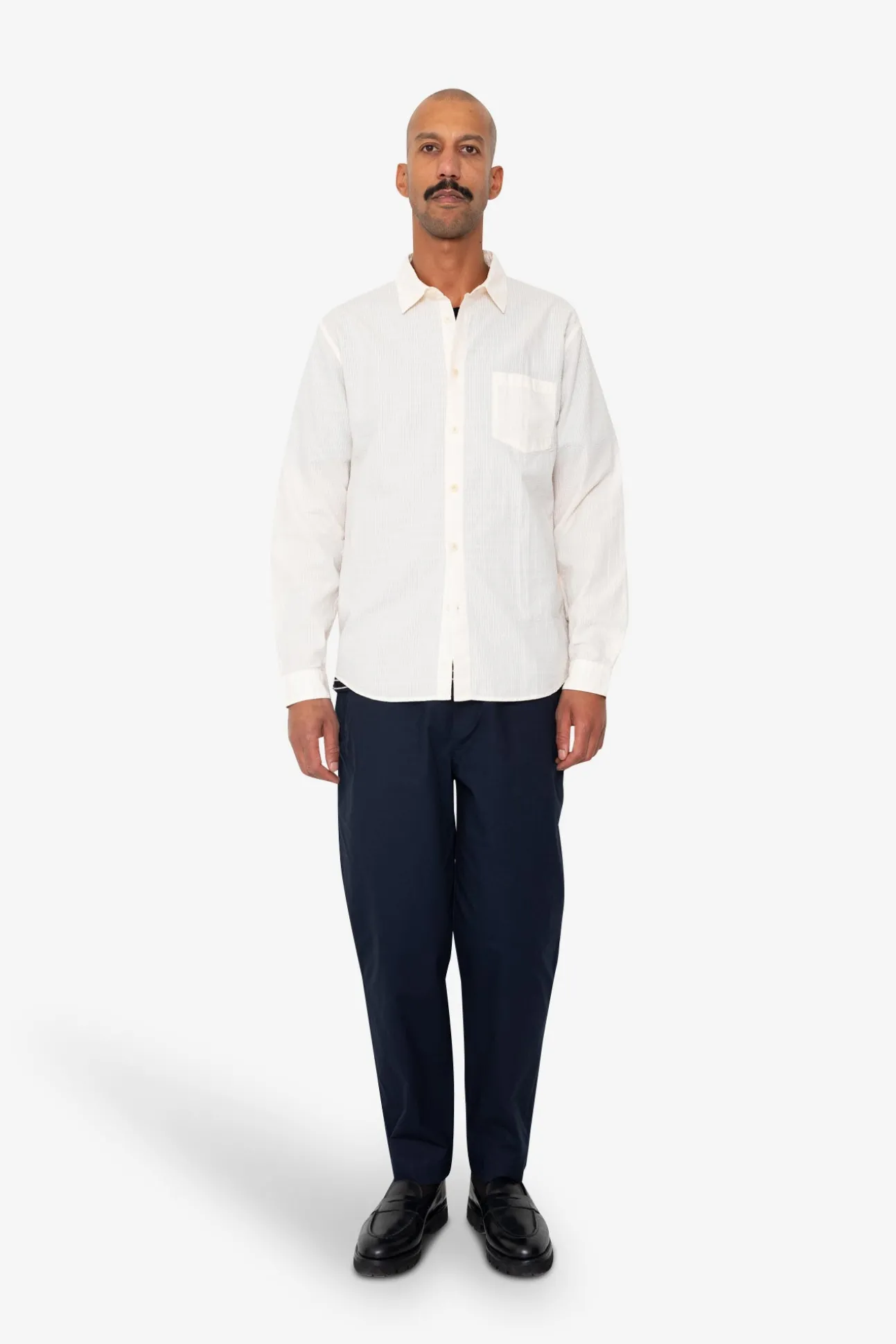 Relaxed Fit Shirt - Ecru Seersucker