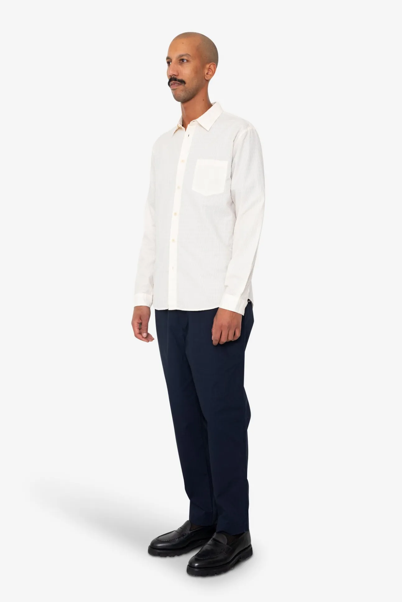 Relaxed Fit Shirt - Ecru Seersucker