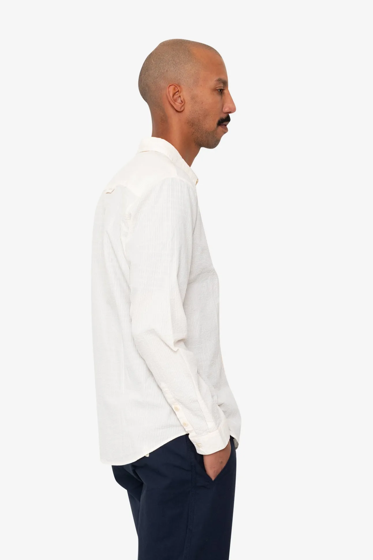 Relaxed Fit Shirt - Ecru Seersucker