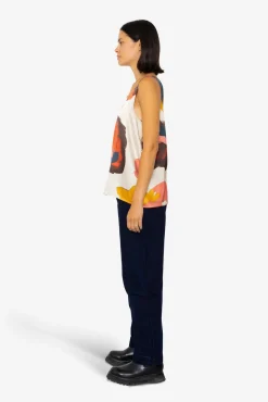 Scoop Back Vest - Impasto Print Satin