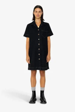 Shirt Dress - Washed Black Denim