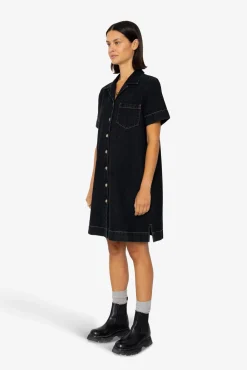 Shirt Dress - Washed Black Denim