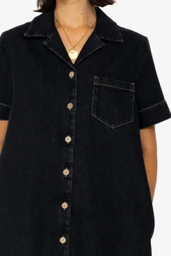 Shirt Dress - Washed Black Denim