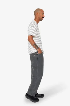 Short Sleeve Textured Striped T-Shirt - Ecru / Navy
