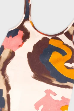 Slip Dress - Impasto Print Satin