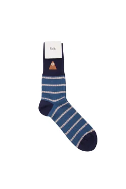 Waffle Stripe Sock - Soft Blue Stripe