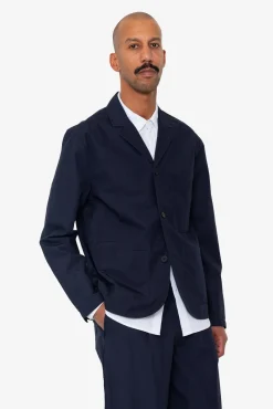 Wide Fit Blazer - Navy Tech Slub