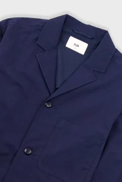 Wide Fit Blazer - Navy Tech Slub