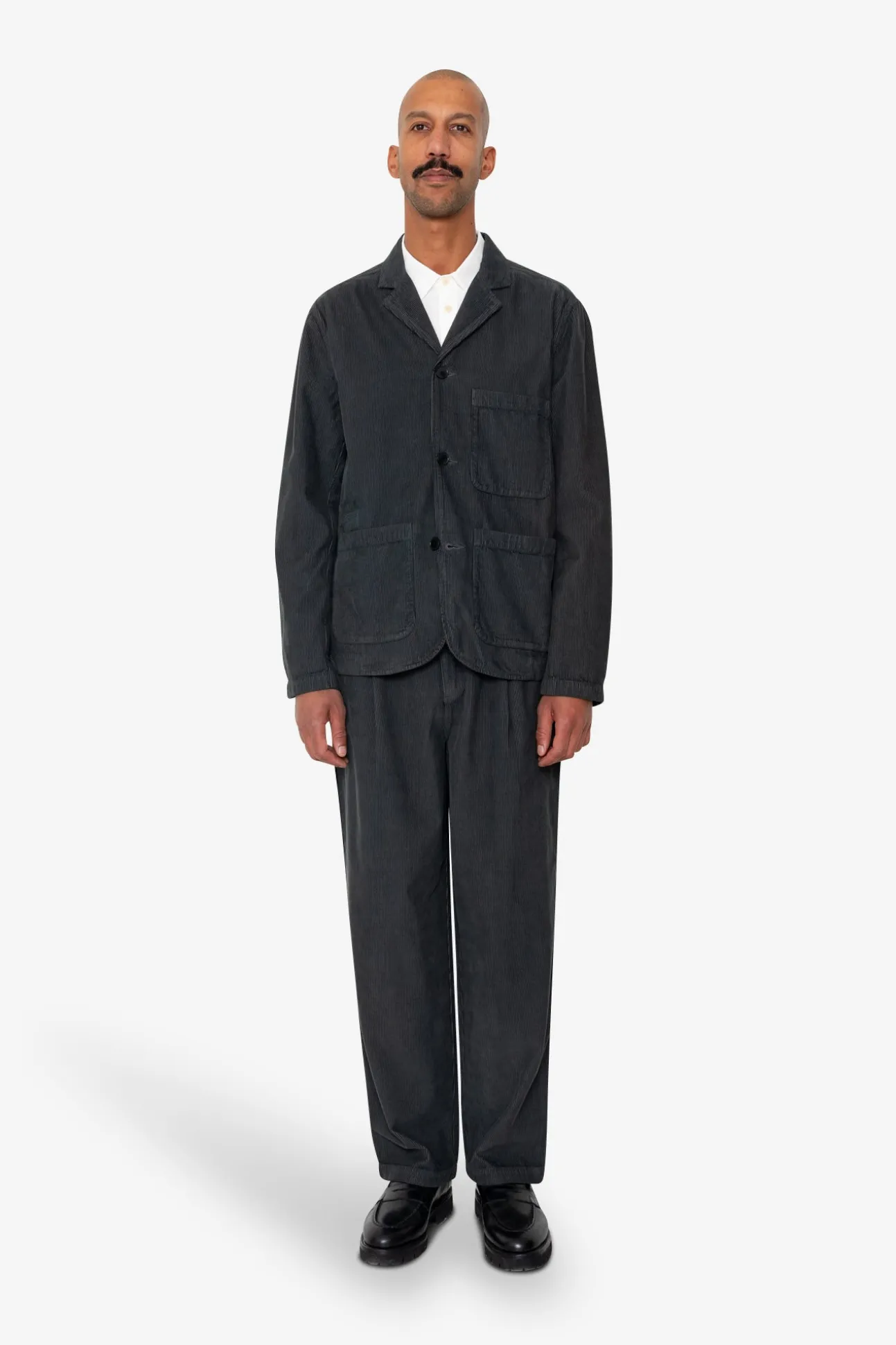 Wide Fit Blazer - Smoke Grey Cord