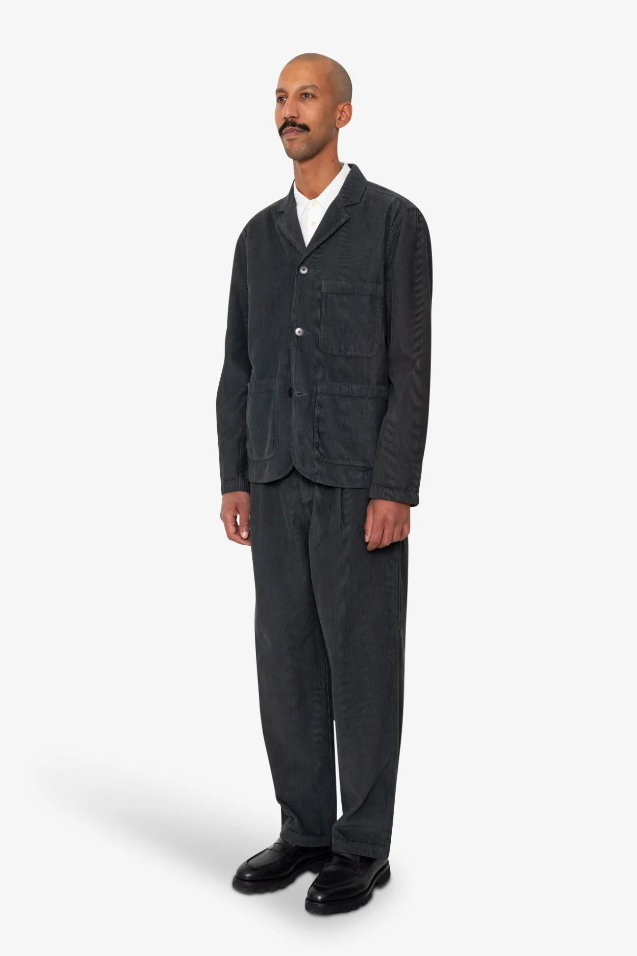 Wide Fit Blazer - Smoke Grey Cord