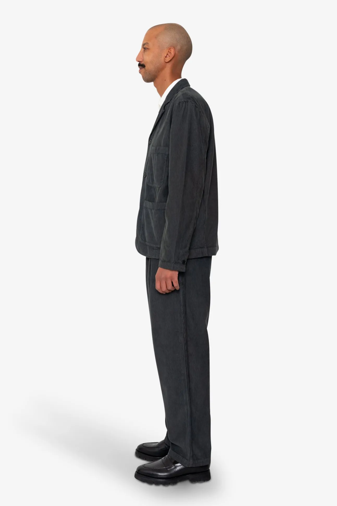 Wide Fit Blazer - Smoke Grey Cord