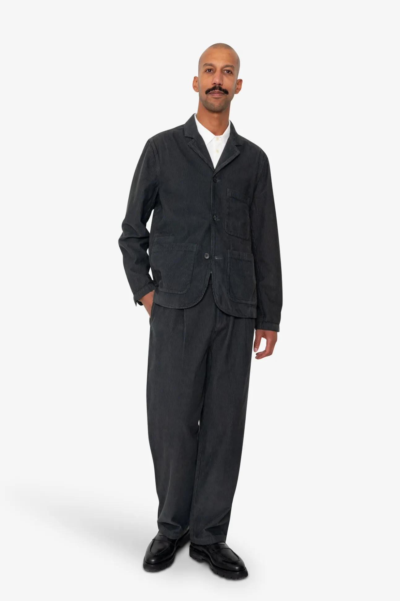 Wide Fit Blazer - Smoke Grey Cord