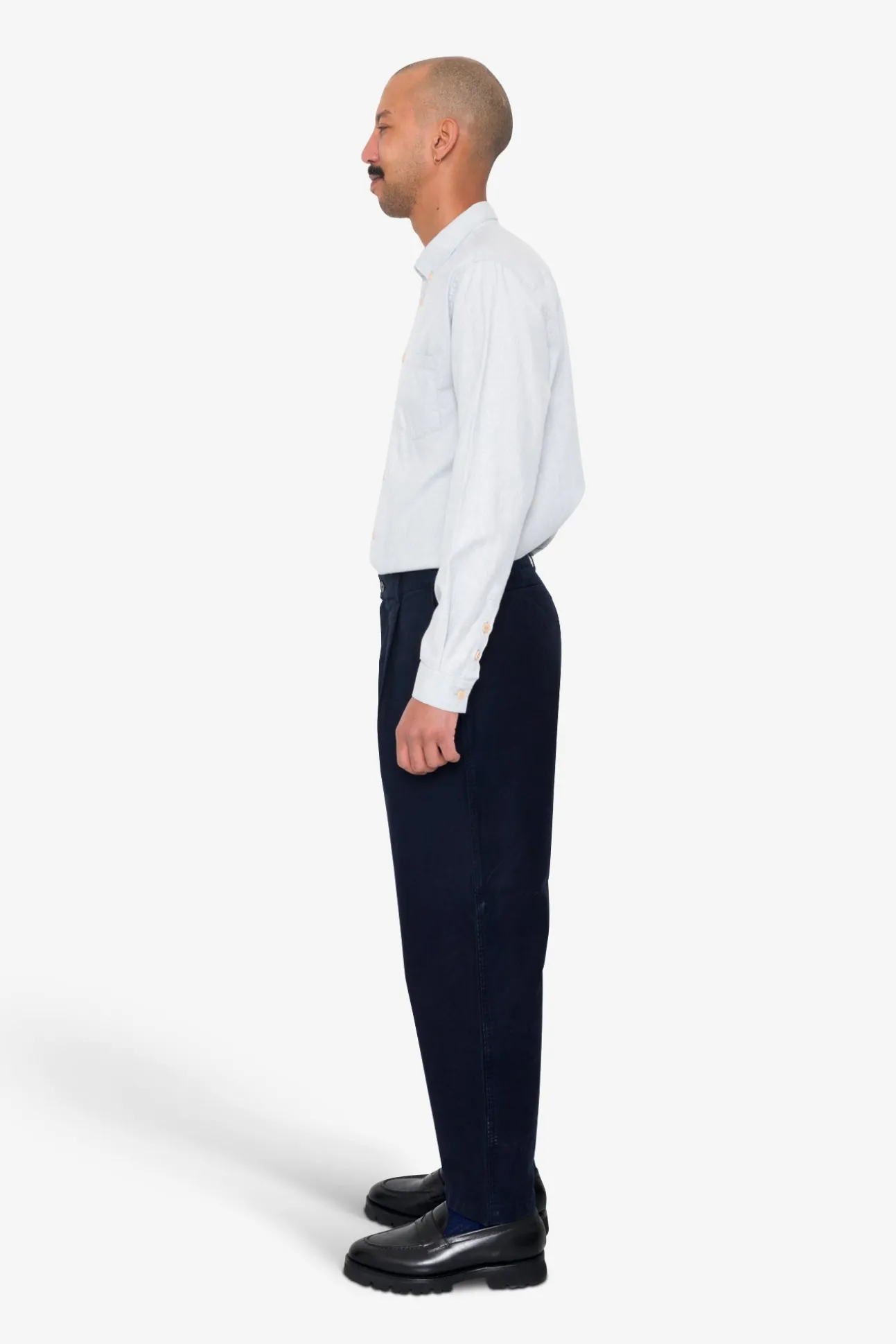 Wide Fit Trouser - Navy Linear Texture