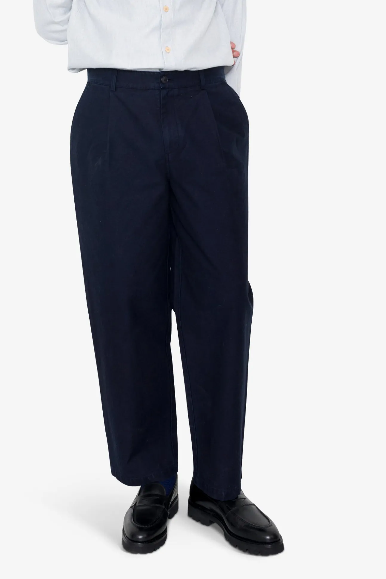 Wide Fit Trouser - Navy Linear Texture