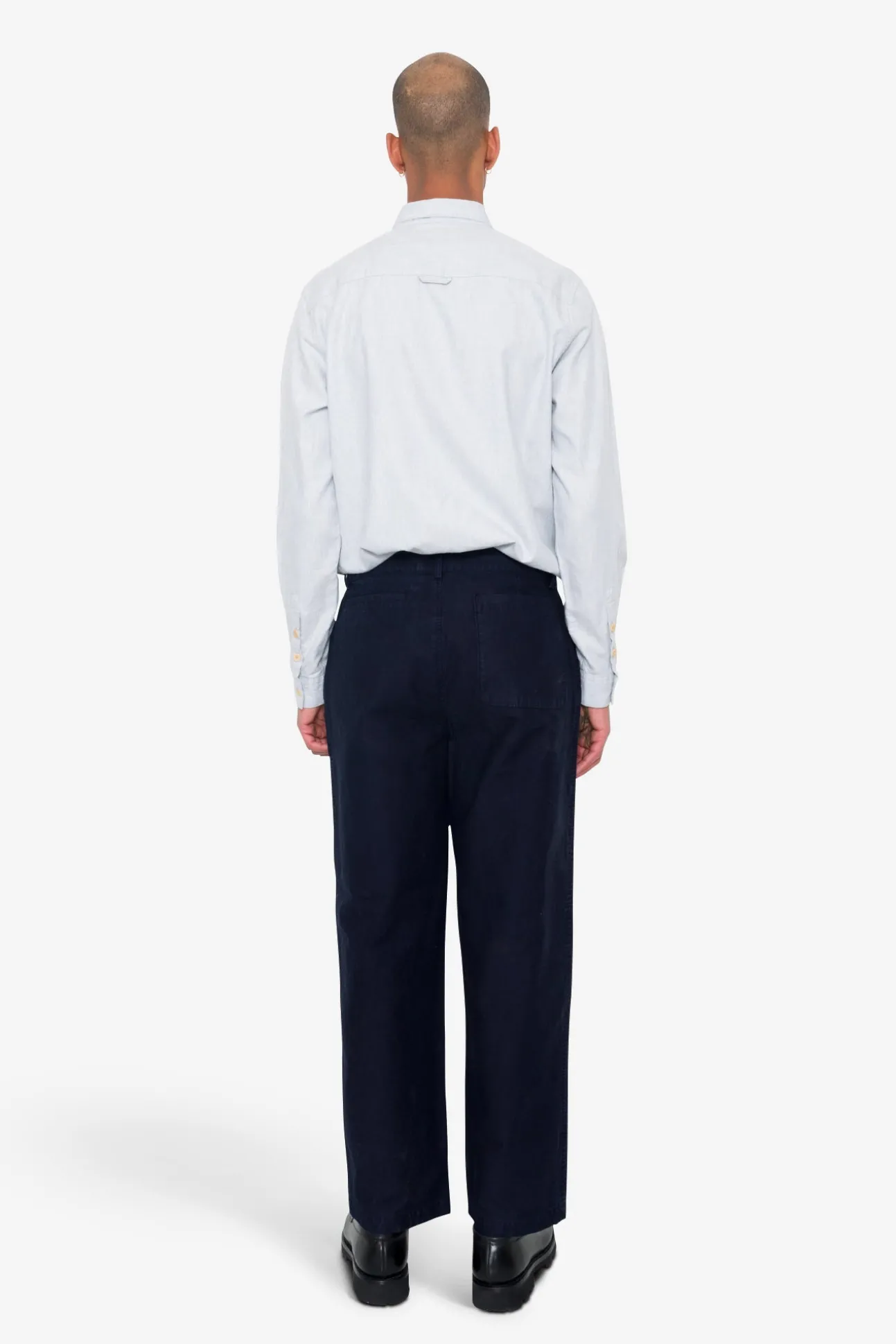 Wide Fit Trouser - Navy Linear Texture