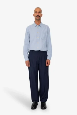 Wide Fit Trouser - Navy Tech Slub