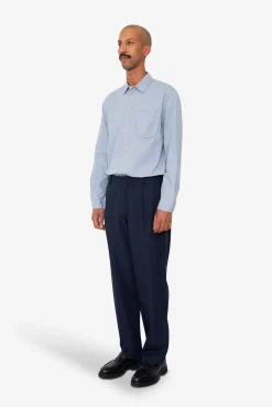 Wide Fit Trouser - Navy Tech Slub