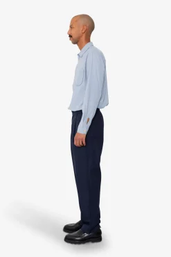 Wide Fit Trouser - Navy Tech Slub
