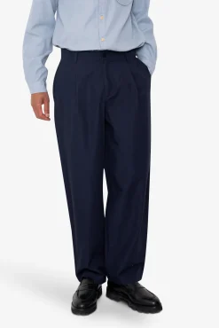 Wide Fit Trouser - Navy Tech Slub