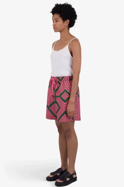 Wide Signal Shorts - Pink Green Diamond Print