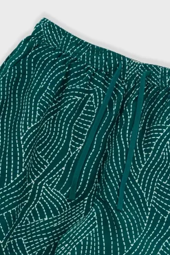Wide Signal Shorts - Vintage Green Stitch Print