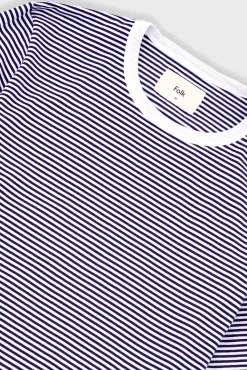 1x1 Striped T-Shirt - Bright Navy / Ecru