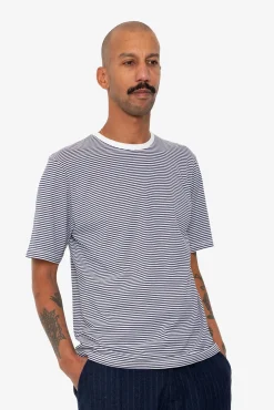 1x1 Striped T-Shirt - Bright Navy / Ecru