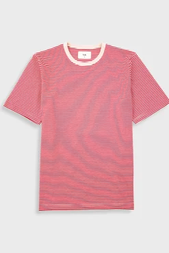 1x1 Striped T-Shirt - Crimson / Stone