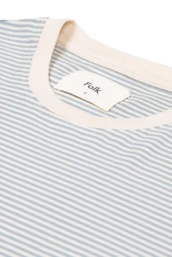 1x1 Striped T-Shirt - Ecru Dusty Blue
