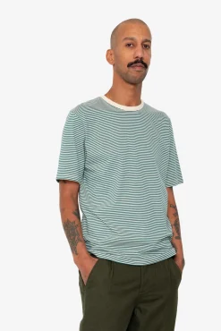 1x1 Striped T-Shirt - Phthalo Green / Ecru