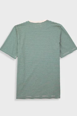 1x1 Striped T-Shirt - Phthalo Green / Ecru