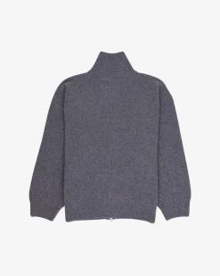 Zip Through Jumper - Mid Grey Melange
